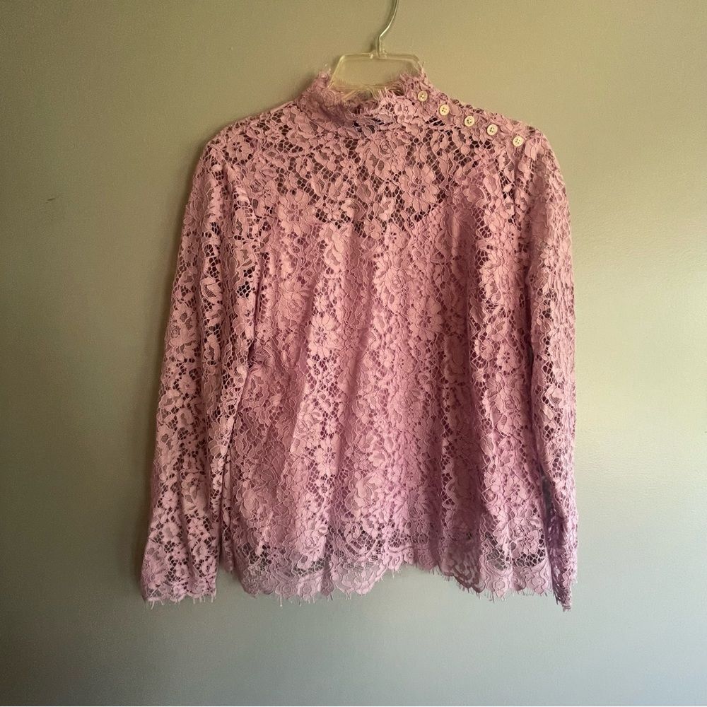J crew lace shirt top women’s size 6 lavender lilac pink purple